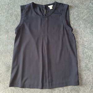J. Crew Gray Sleeveless Pleat Front Tank